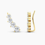 Load image into Gallery viewer, 1.90 CTW Round Lab-Grown Diamond Ear Climber Earrings in 14K Yellow Gold – IGI Certified
