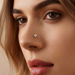 Load image into Gallery viewer, 14K Yellow Gold Round Cut Diamond Nose Pin
