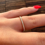 Load image into Gallery viewer, 10K Yellow Gold Round Cut Diamond Micro Pave Half Eternity Wedding Band Ring
