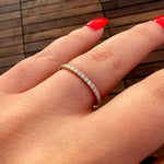Load image into Gallery viewer, 10K Yellow Gold Round Cut Diamond Micro Pave Half Eternity Wedding Band Ring
