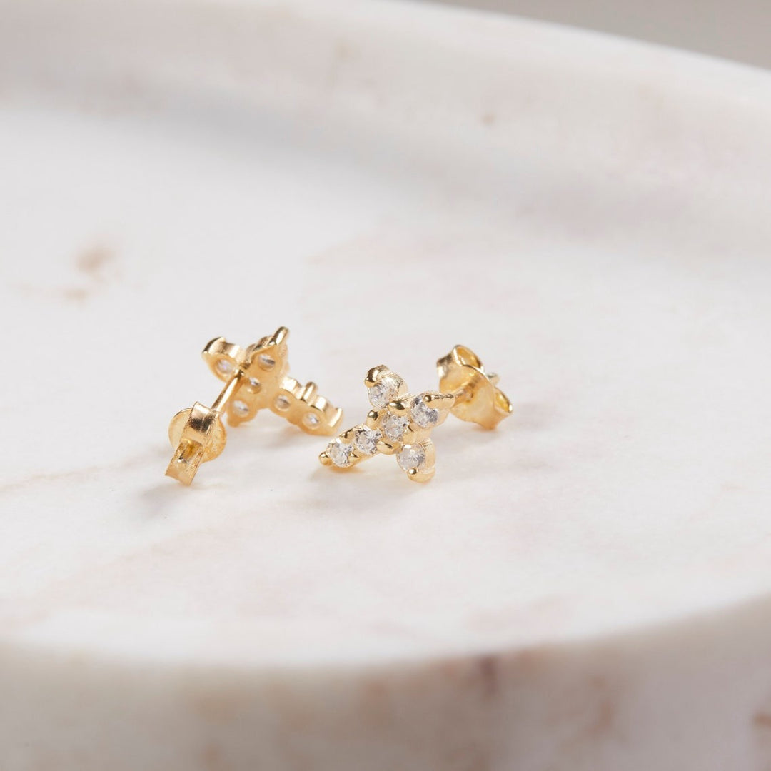 Lab-Grown Diamond Cross Stud Earrings – 0.36 Ct | Faith Jewelry for Women