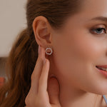 Load image into Gallery viewer, Round Lab Grown Diamond Circle Earrings 0.90 CTW – 36 Stones, 10K 14K 18K White Yellow Rose Gold, IGI Certified
