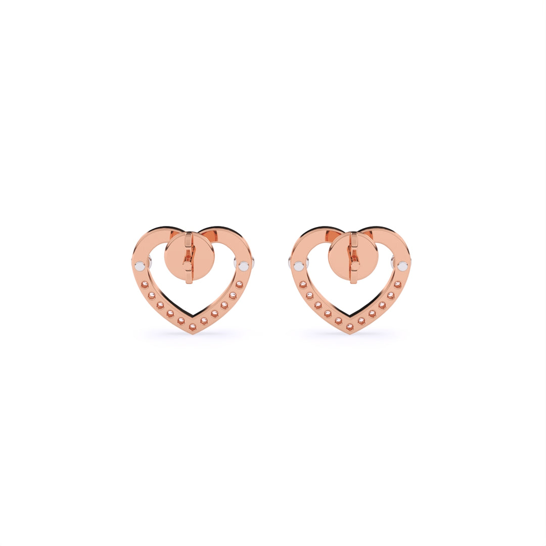 Round Lab Grown Diamond Heart Earrings 0.15 CTW – 22 Stones, 10K 14K 18K White Yellow Rose Gold, IGI Certified