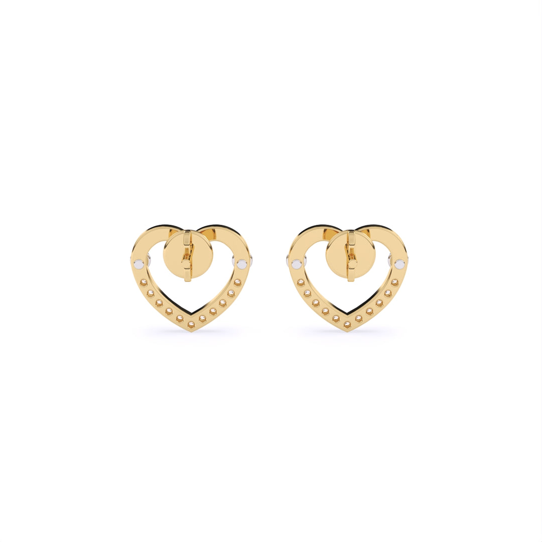 Round Lab Grown Diamond Heart Earrings 0.15 CTW – 22 Stones, 10K 14K 18K White Yellow Rose Gold, IGI Certified