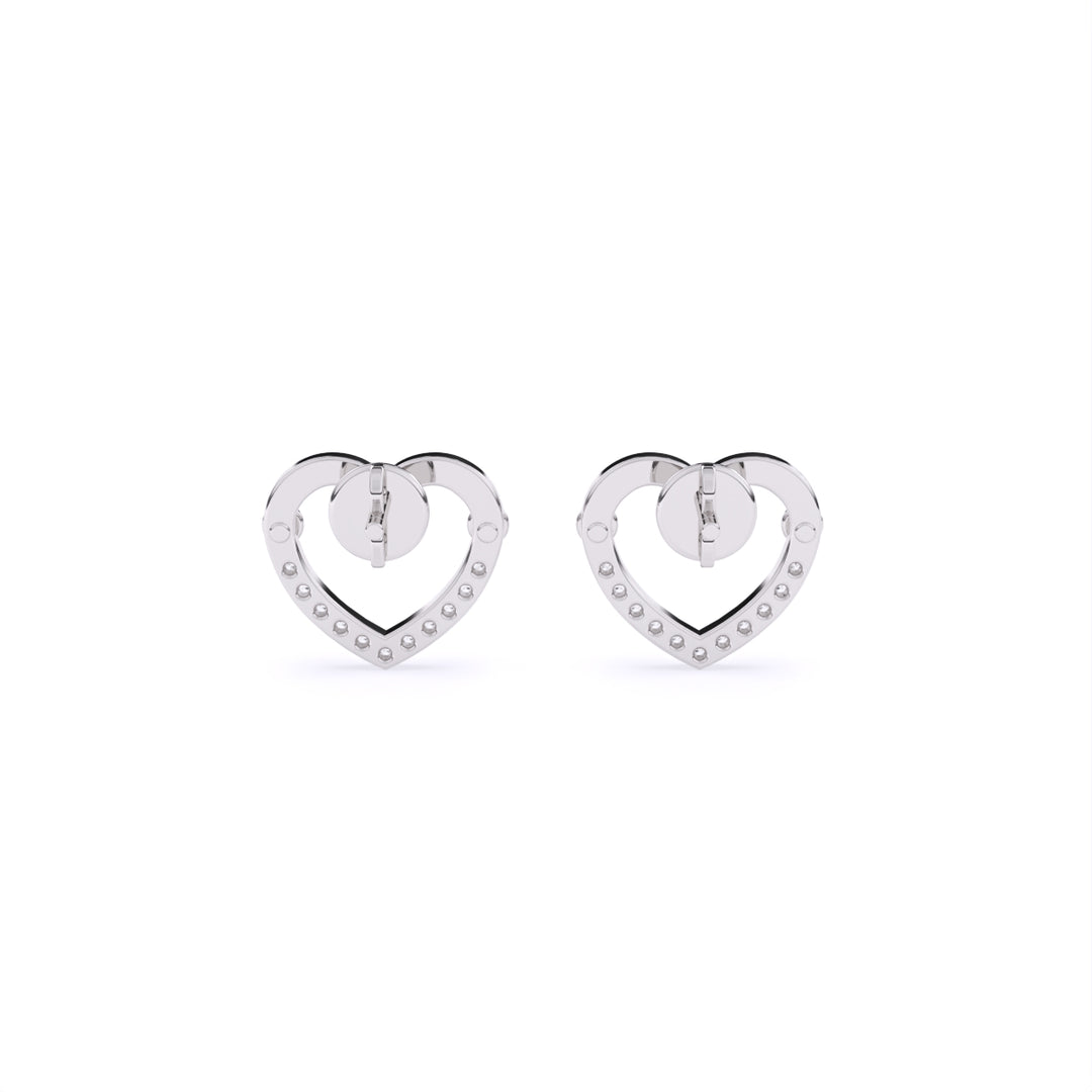 Round Lab Grown Diamond Heart Earrings 0.15 CTW – 22 Stones, 10K 14K 18K White Yellow Rose Gold, IGI Certified