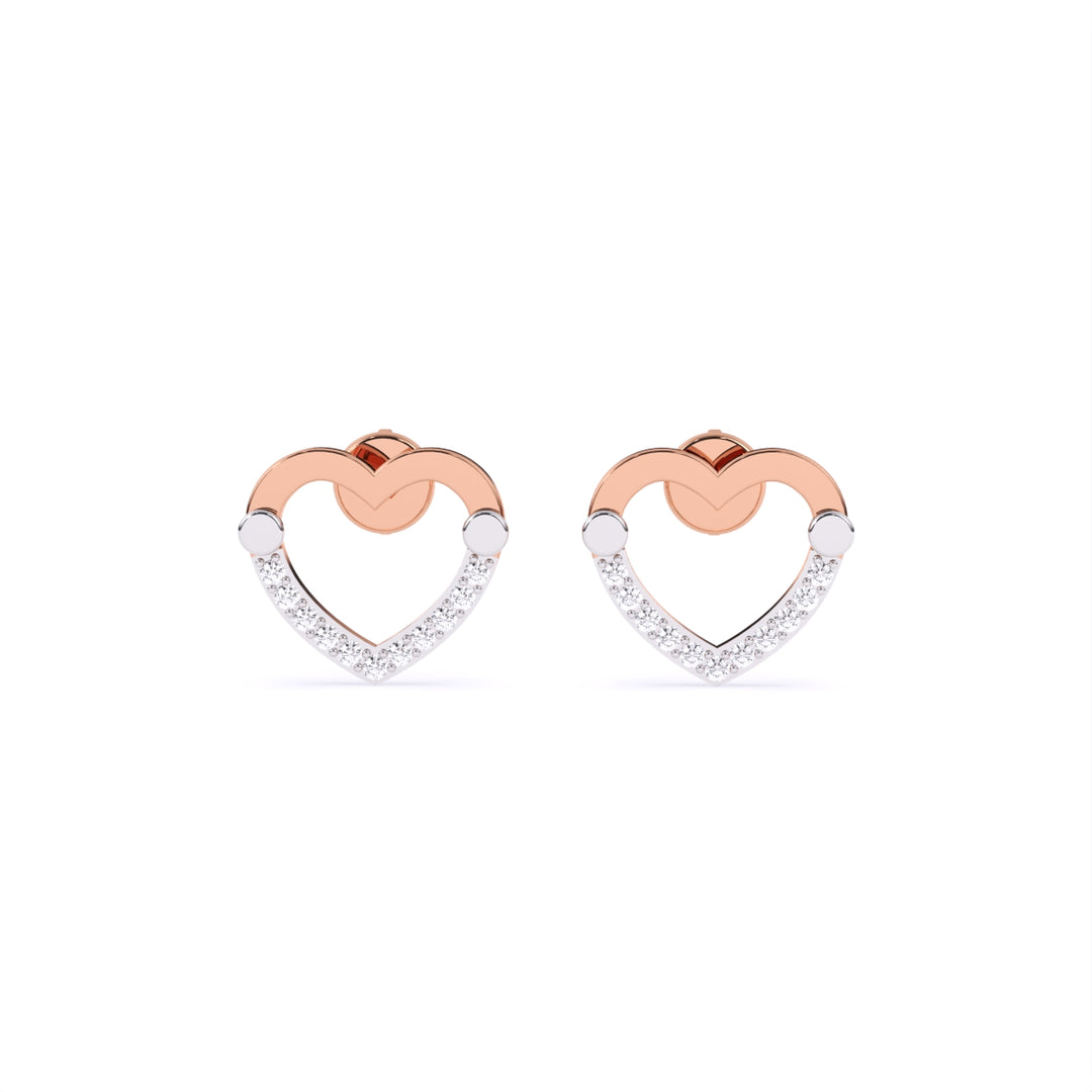 Round Lab Grown Diamond Heart Earrings 0.15 CTW – 22 Stones, 10K 14K 18K White Yellow Rose Gold, IGI Certified