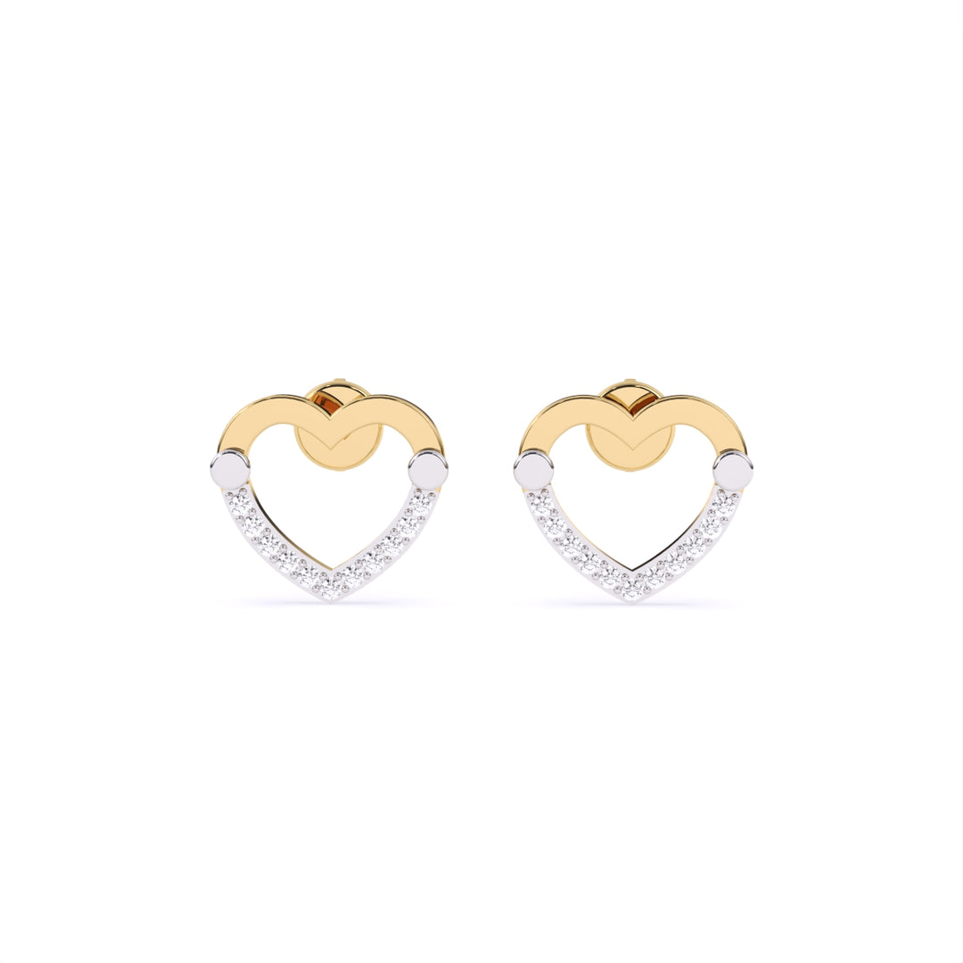 Round Lab Grown Diamond Heart Earrings 0.15 CTW – 22 Stones, 10K 14K 18K White Yellow Rose Gold, IGI Certified