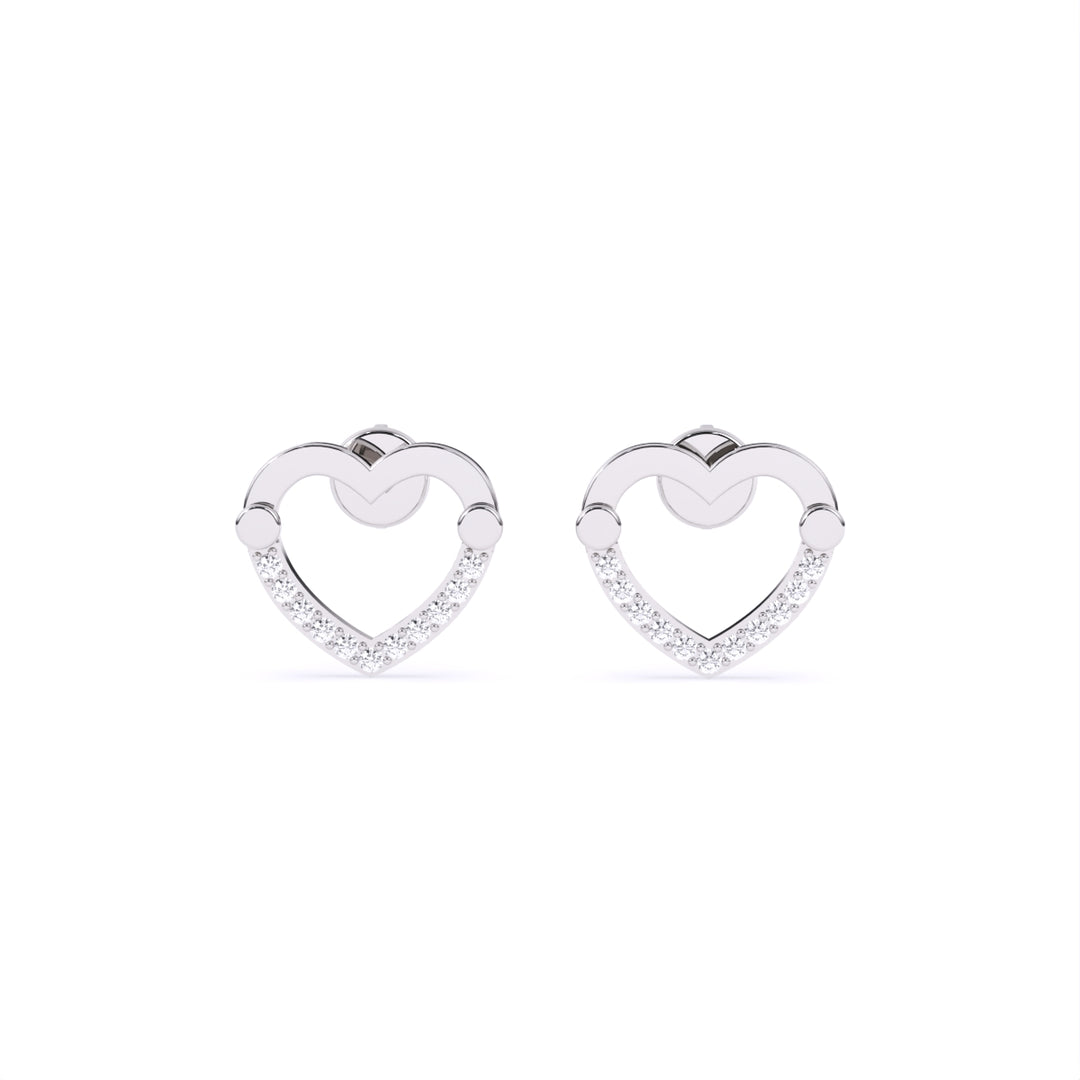 Round Lab Grown Diamond Heart Earrings 0.15 CTW – 22 Stones, 10K 14K 18K White Yellow Rose Gold, IGI Certified