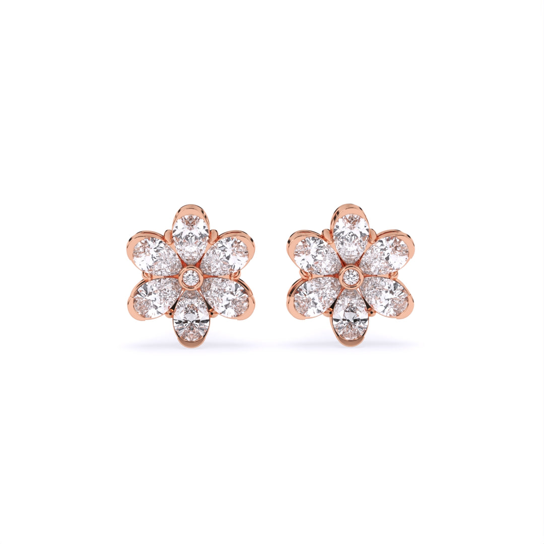 Pear & Round Lab-Grown Diamond Cluster Earrings 1.82 CTW – 14 Stones | 10K, 14K, 18K White, Yellow & Rose Gold | IGI Certified