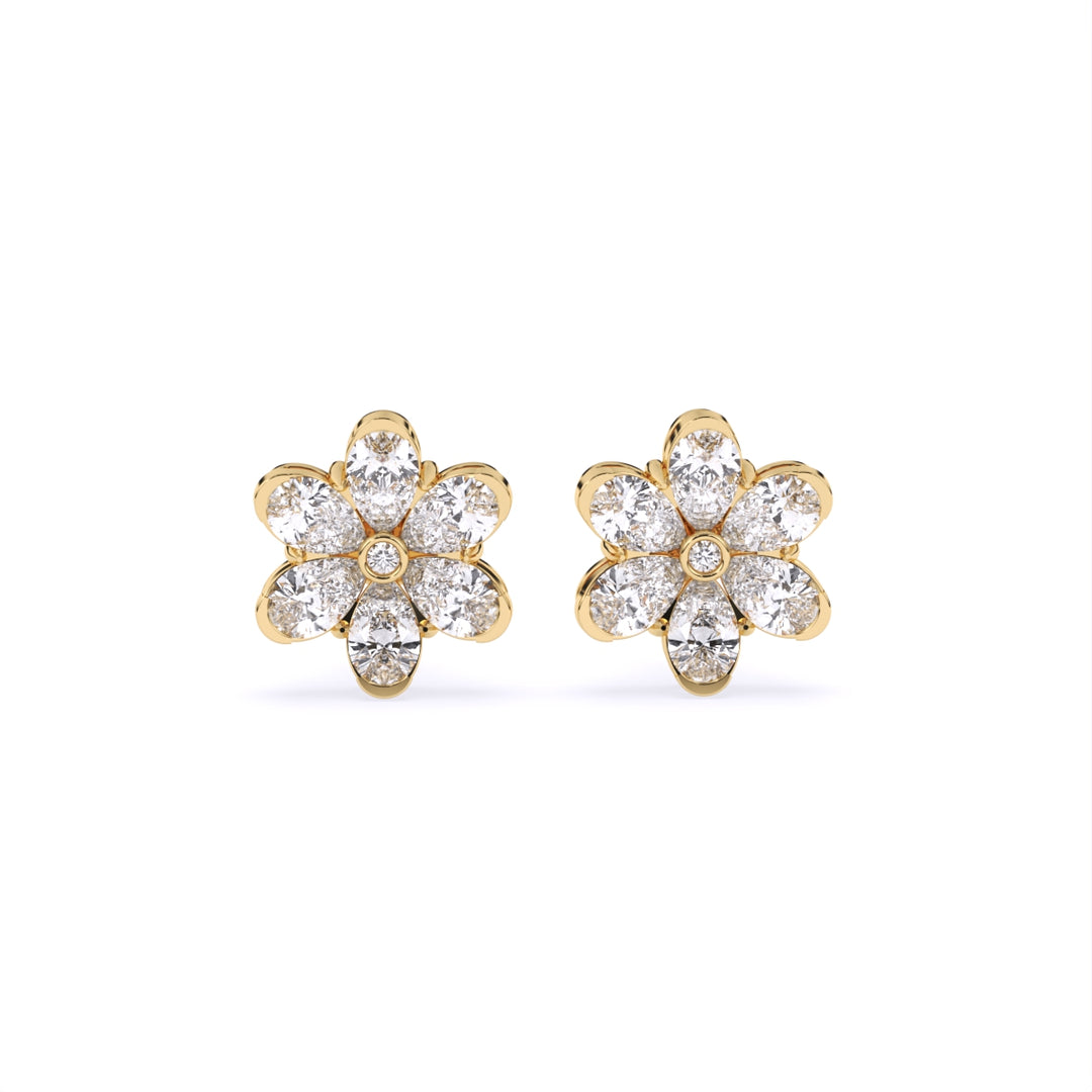 Pear & Round Lab-Grown Diamond Cluster Earrings 1.82 CTW – 14 Stones | 10K, 14K, 18K White, Yellow & Rose Gold | IGI Certified