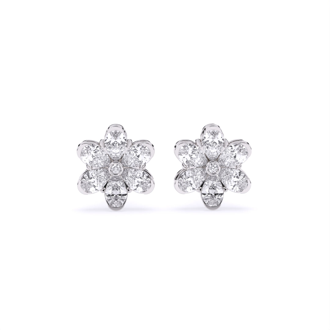Pear & Round Lab-Grown Diamond Cluster Earrings 1.82 CTW – 14 Stones | 10K, 14K, 18K White, Yellow & Rose Gold | IGI Certified