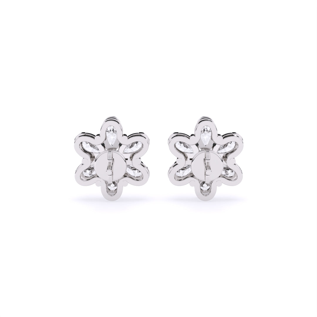 Pear & Round Lab-Grown Diamond Cluster Earrings 1.82 CTW – 14 Stones | 10K, 14K, 18K White, Yellow & Rose Gold | IGI Certified