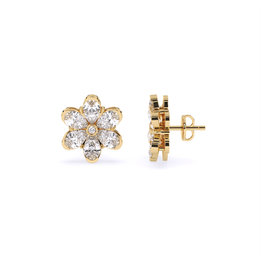 Pear & Round Lab-Grown Diamond Cluster Earrings 1.82 CTW – 14 Stones | 10K, 14K, 18K White, Yellow & Rose Gold | IGI Certified