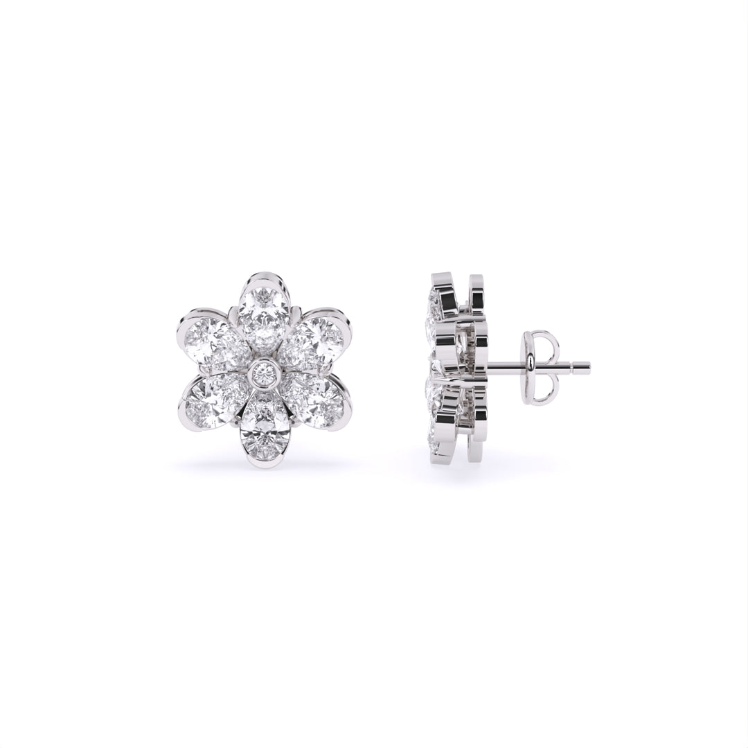 Pear & Round Lab-Grown Diamond Cluster Earrings 1.82 CTW – 14 Stones | 10K, 14K, 18K White, Yellow & Rose Gold | IGI Certified