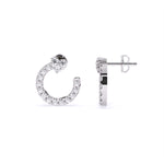 Load image into Gallery viewer, Round Lab-Grown Diamond Half-Round Circle Earrings 0.30 CTW – 32 Stones | 10K, 14K, 18K White, Yellow &amp; Rose Gold | IGI Certified
