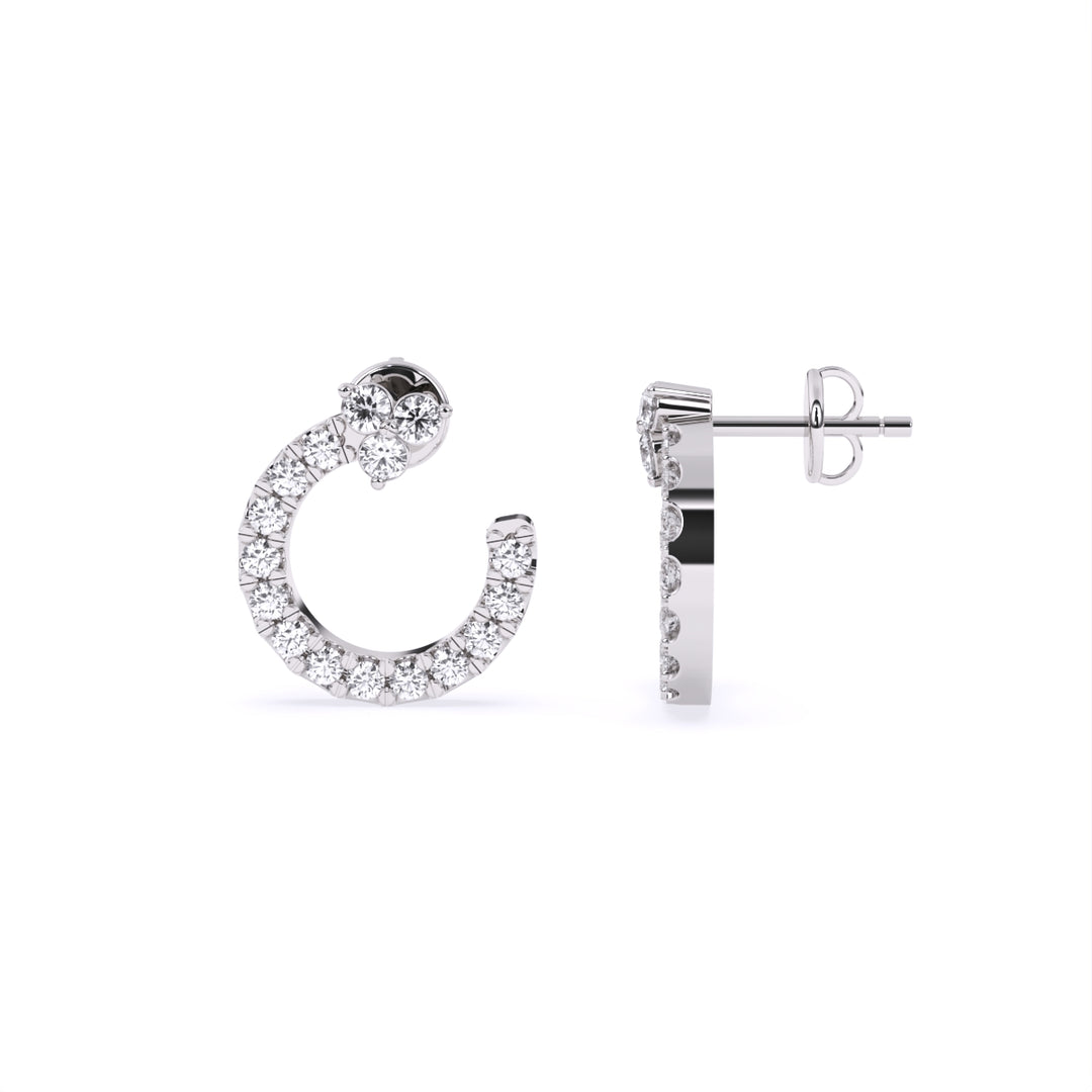 Round Lab-Grown Diamond Half-Round Circle Earrings 0.30 CTW – 32 Stones | 10K, 14K, 18K White, Yellow & Rose Gold | IGI Certified