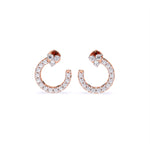 Load image into Gallery viewer, Round Lab-Grown Diamond Half-Round Circle Earrings 0.30 CTW – 32 Stones | 10K, 14K, 18K White, Yellow &amp; Rose Gold | IGI Certified
