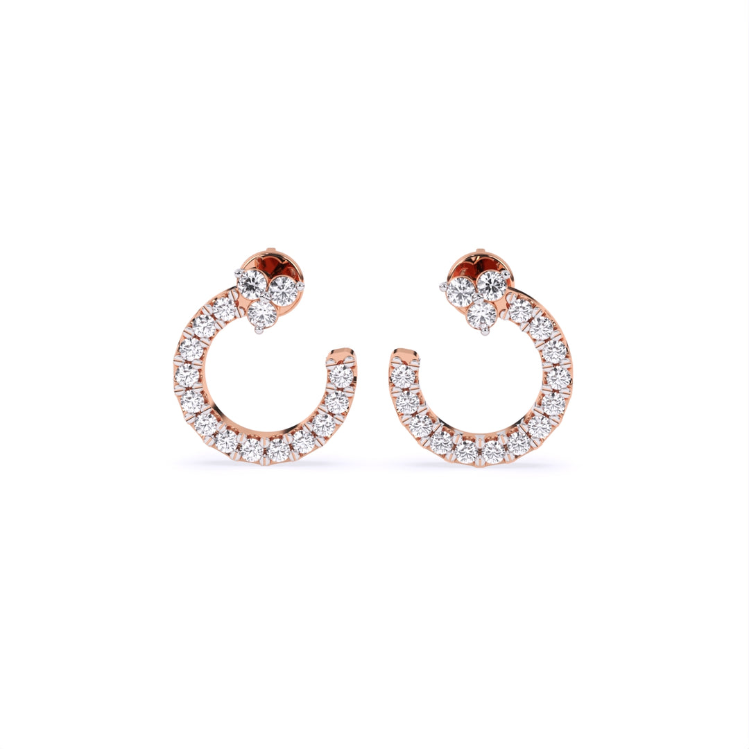 Round Lab-Grown Diamond Half-Round Circle Earrings 0.30 CTW – 32 Stones | 10K, 14K, 18K White, Yellow & Rose Gold | IGI Certified