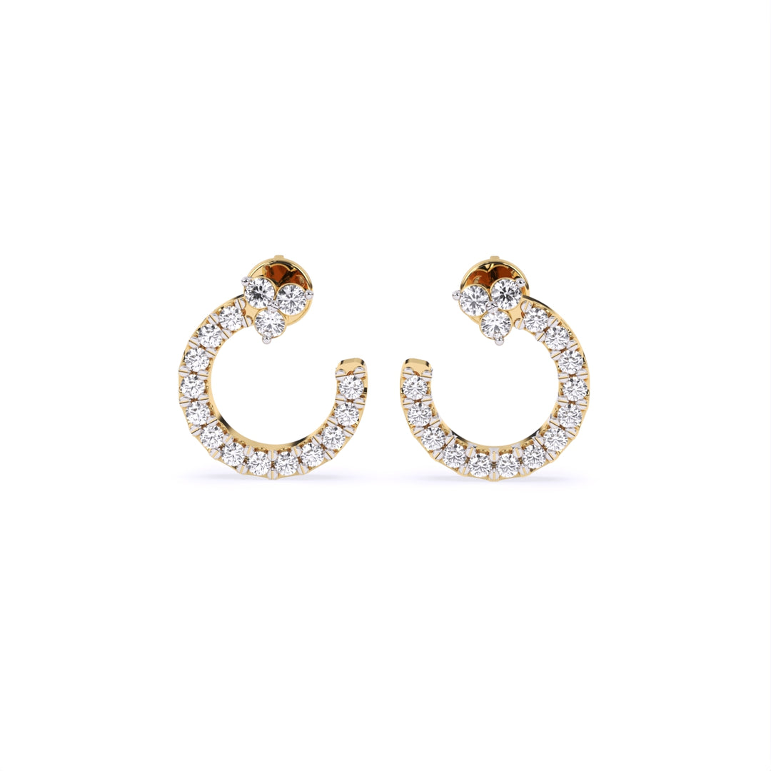Round Lab-Grown Diamond Half-Round Circle Earrings 0.30 CTW – 32 Stones | 10K, 14K, 18K White, Yellow & Rose Gold | IGI Certified