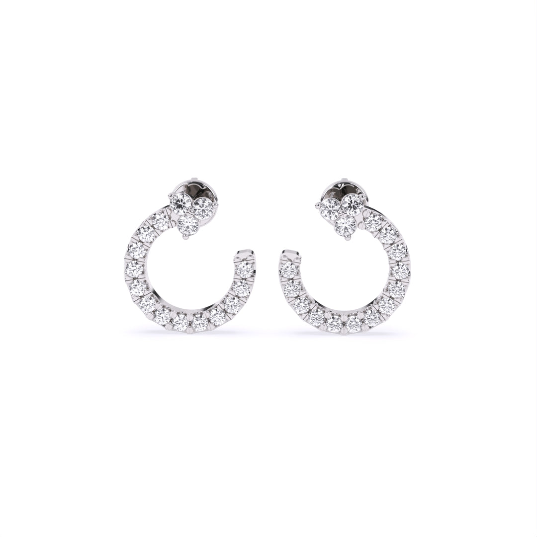 Round Lab-Grown Diamond Half-Round Circle Earrings 0.30 CTW – 32 Stones | 10K, 14K, 18K White, Yellow & Rose Gold | IGI Certified