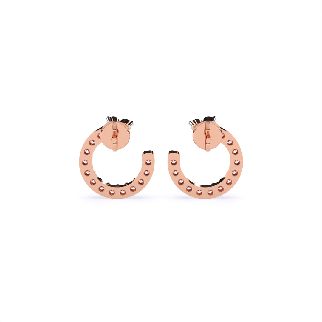 Round Lab-Grown Diamond Half-Round Circle Earrings 0.30 CTW – 32 Stones | 10K, 14K, 18K White, Yellow & Rose Gold | IGI Certified