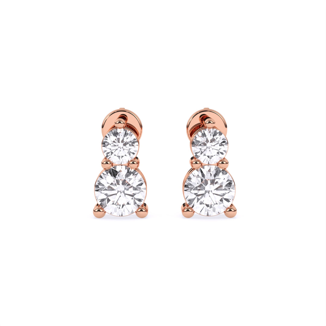 Round Lab-Grown Diamond Teardrop Two-Stone Earrings 1.60 CTW – 4 Stones | Push-Back | 10K, 14K, 18K White, Yellow & Rose Gold | IGI Certified