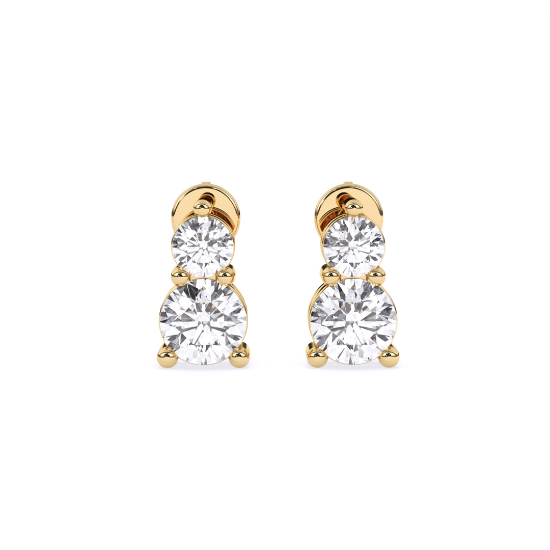 Round Lab-Grown Diamond Teardrop Two-Stone Earrings 1.60 CTW – 4 Stones | Push-Back | 10K, 14K, 18K White, Yellow & Rose Gold | IGI Certified