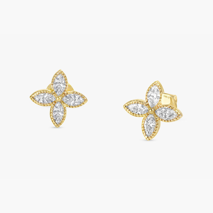 Milgrain Marquise Lab-Grown Diamond Earrings 0.49 CTW – 8 Stones | 10K, 14K, 18K Gold | IGI Certified