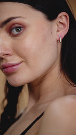 Load and play video in Gallery viewer, 0.22 CTW Outside Hoop Lab-Grown Diamond Earrings in 14K White Gold – IGI Certified
