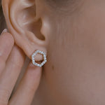 Load and play video in Gallery viewer, Round Lab Grown Diamond Circle Earrings 0.90 CTW – 36 Stones, 10K 14K 18K White Yellow Rose Gold, IGI Certified
