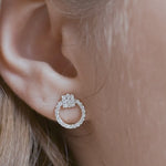 Load and play video in Gallery viewer, Round Lab Grown Diamond Round Circle Earrings 0.38 CTW – 54 Stones, 10K 14K 18K White Yellow Rose Gold, IGI Certified
