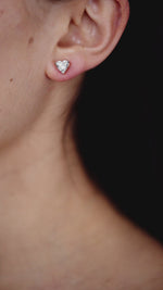Load and play video in Gallery viewer, 10K Gold Heart Shaped Diamond Stud Earrings
