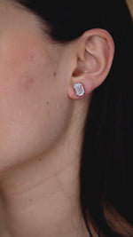 Load and play video in Gallery viewer, 6.02 CTW Emerald Lab-Grown Diamond Stud Earrings in 14K White Gold – IGI Certified
