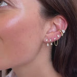 Load and play video in Gallery viewer, Marquise &amp; Pear Lab-Grown Diamond Convertible Earrings Connector Chain Set 0.60 CTW – 4 Stones | Double Piercing Dangle | 10K, 14K, 18K White, Yellow &amp; Rose Gold | IGI Certified