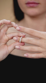 Load and play video in Gallery viewer, 1.13 CTW Marquise And Round Lab-Grown Diamond Half Eternity Ring in 14K Yellow Gold – IGI Certified
