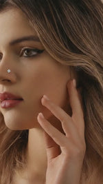 Load and play video in Gallery viewer, 18K Yellow Gold Round Cut Diamond Nose Pin
