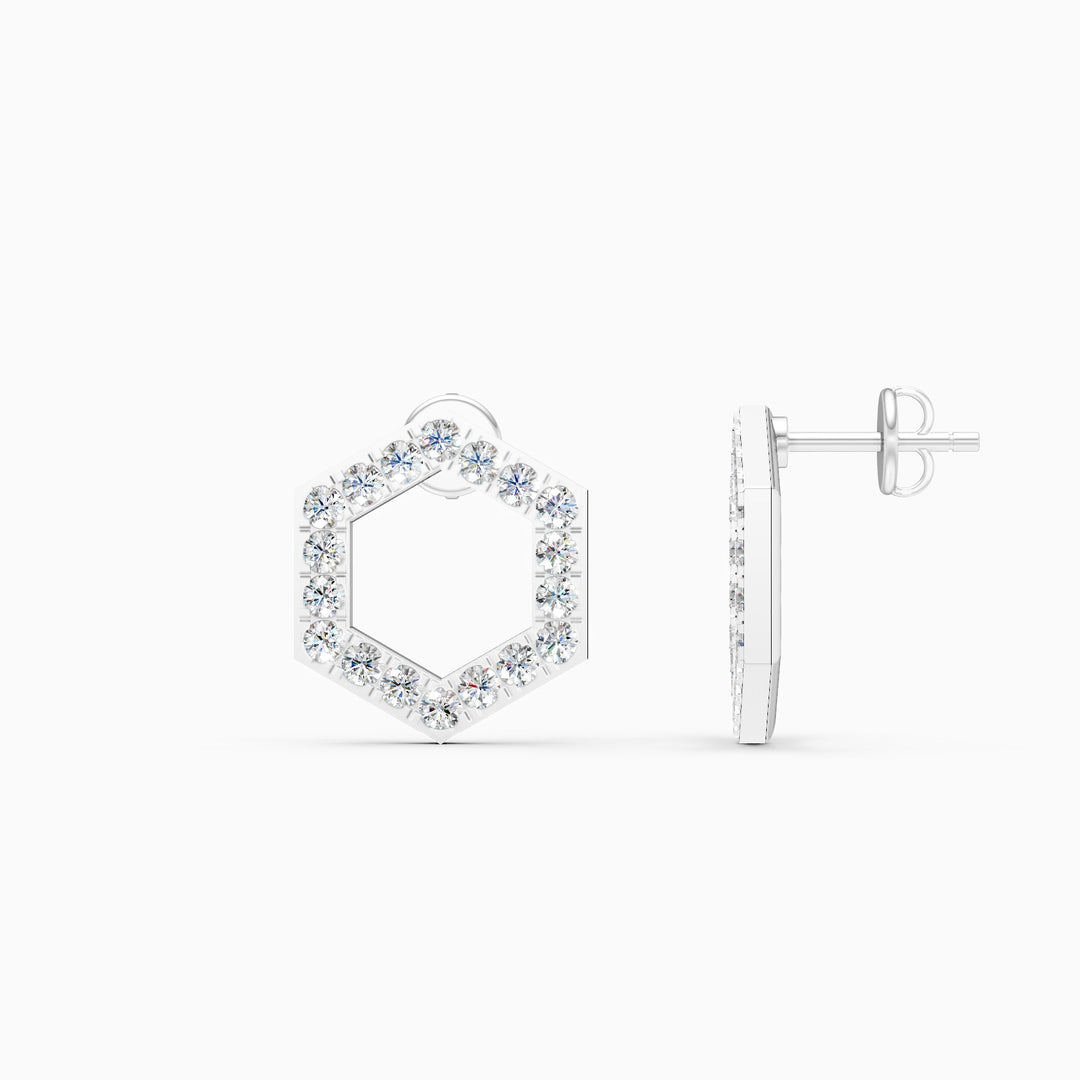 Round Lab Grown Diamond Circle Earrings 0.90 CTW – 36 Stones, 10K 14K 18K White Yellow Rose Gold, IGI Certified