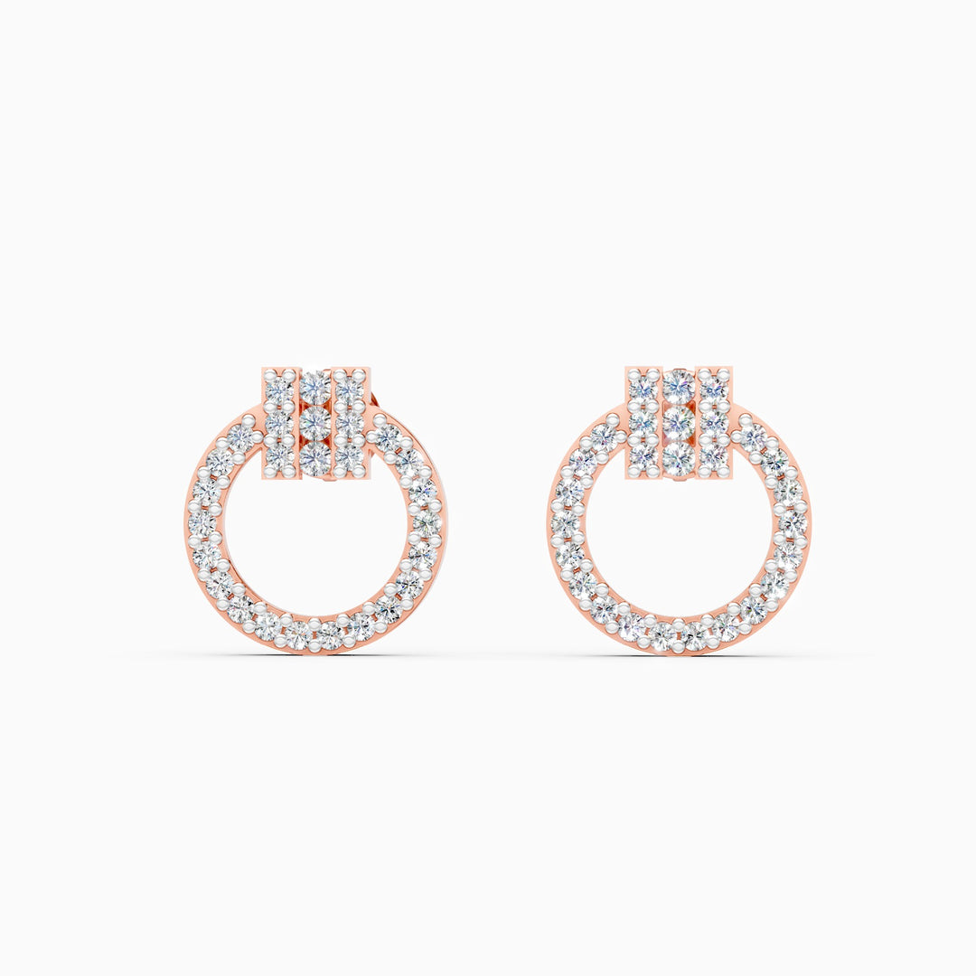 Round Lab Grown Diamond Round Circle Earrings 0.38 CTW – 54 Stones, 10K 14K 18K White Yellow Rose Gold, IGI Certified