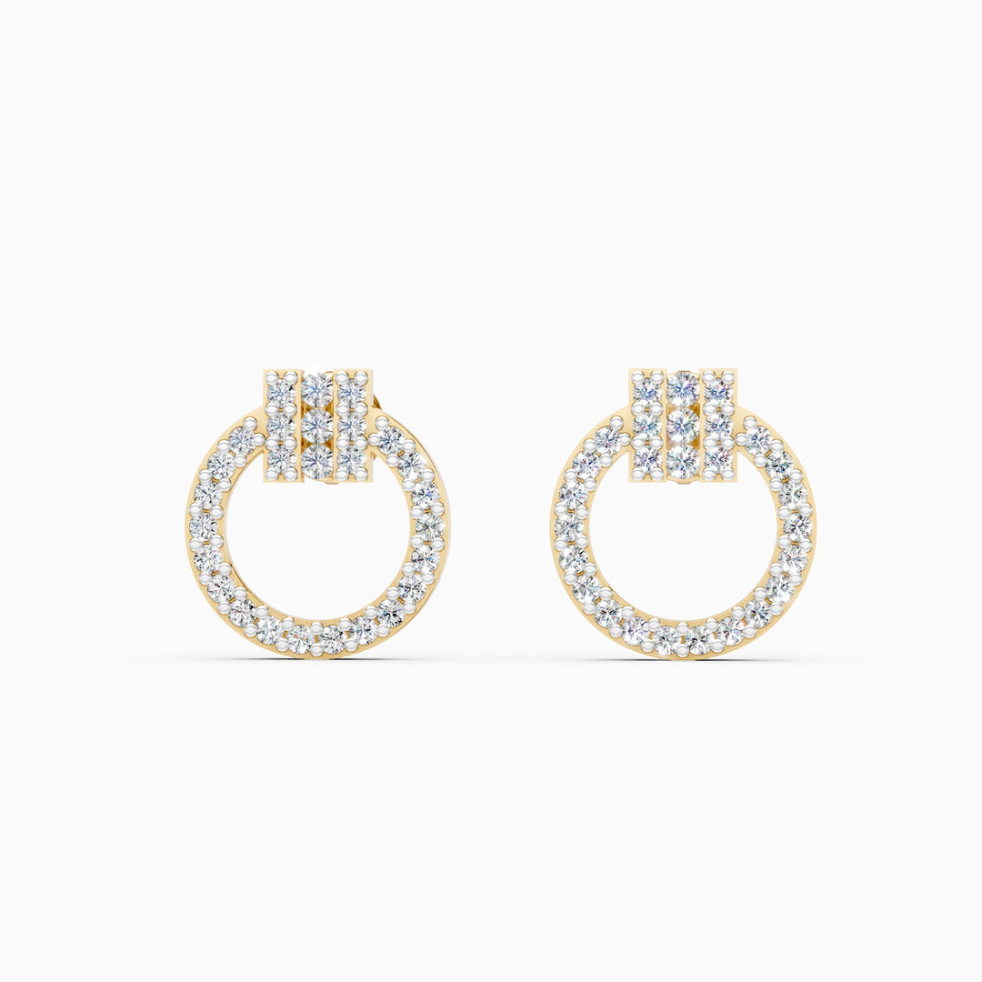 Round Lab Grown Diamond Round Circle Earrings 0.38 CTW – 54 Stones, 10K 14K 18K White Yellow Rose Gold, IGI Certified