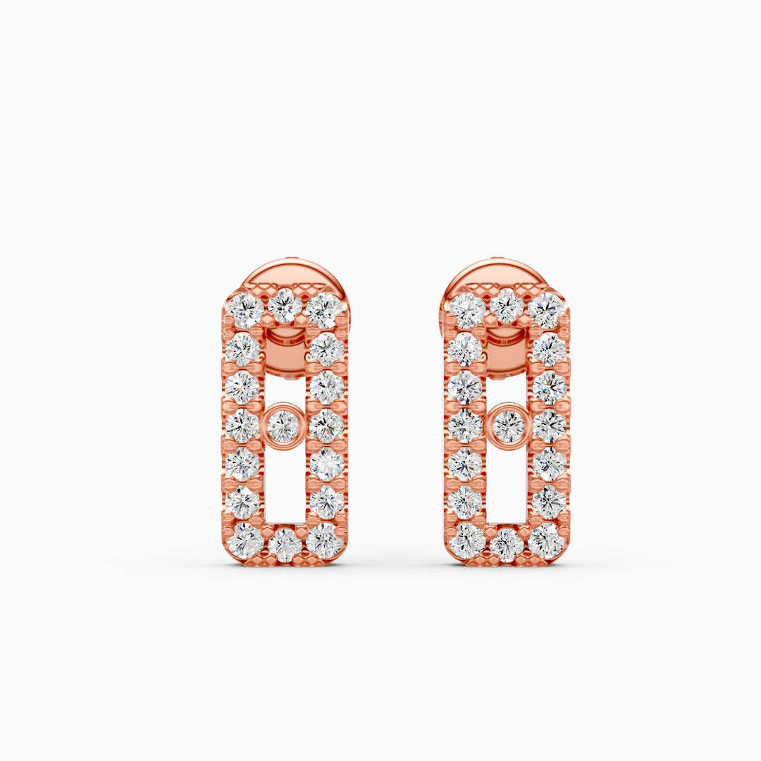 Round Lab-Grown Diamond Square Earrings 0.29 CTW – 34 Stones | Bezel Set | 10K, 14K, 18K White, Yellow & Rose Gold | IGI Certified