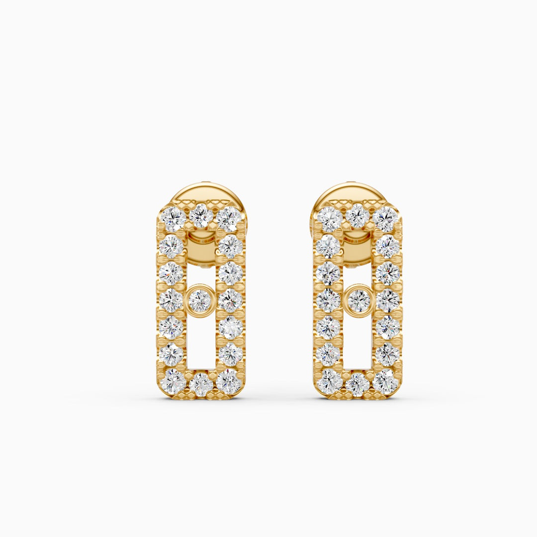 Round Lab-Grown Diamond Square Earrings 0.29 CTW – 34 Stones | Bezel Set | 10K, 14K, 18K White, Yellow & Rose Gold | IGI Certified