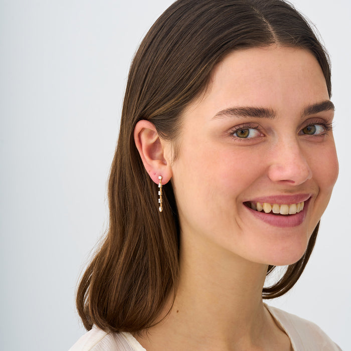 Mixed-Cut Lab-Grown Diamond Long Dangle Earrings 0.78 CTW – 10 Stones | 10K, 14K, 18K Gold | IGI Certified