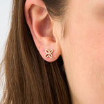 Load image into Gallery viewer, Twisted Leaf Lab-Grown Diamond Earrings 0.08 CTW – 40 Round Stones | 10K, 14K, 18K Gold | IGI Certified